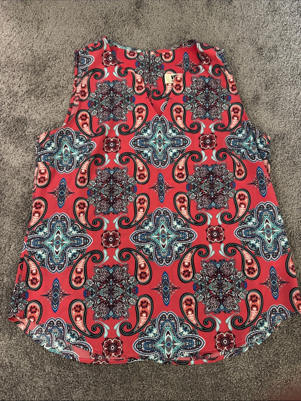 Sleeveless Verse Coral and turquoise Medallion Print Tank Top size M
